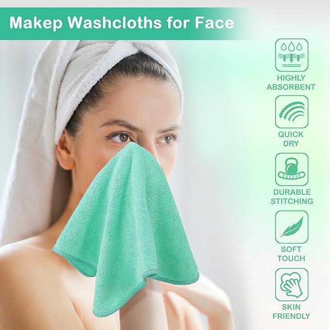 Nugilla Makeup Remover Cloth 12 x 12 Inch, Reusable Makeup Remover Towels - Image 2