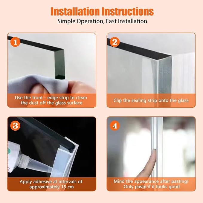 Frameless Soft Shower Door Sweep Seal Drip Rail, Glass Shower Silicone Door - Image 9