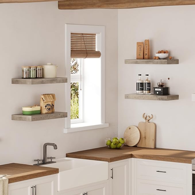 Floating Shelves for Wall, 1.5" Thick Wall Shelf Set of 4 - Image 7
