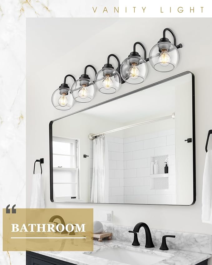 Bathroom Light Fixtures, 5-Light Matte Black Vanity Lights - Image 5