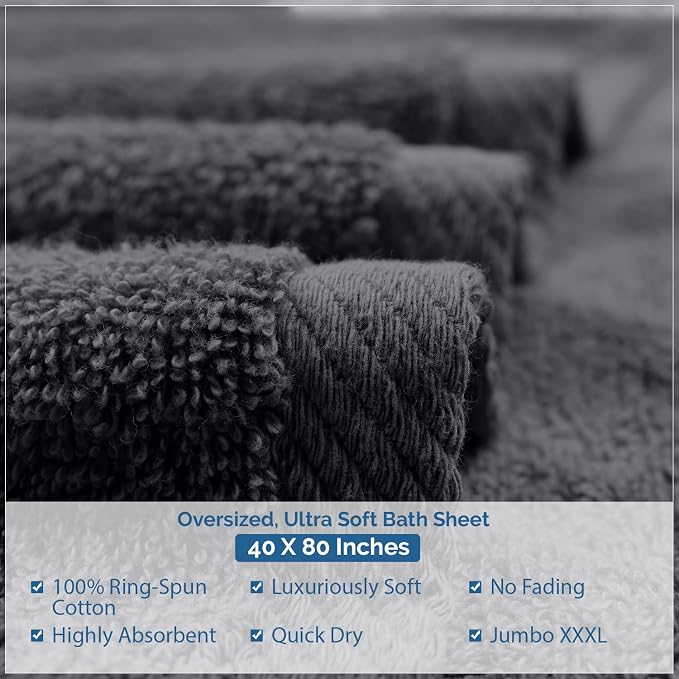 DAN RIVER Pack of 1 Bath Sheet 40x80 Inches, Extra Large Bath Towels Oversized - Image 7
