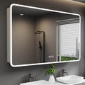Medicine Cabinet with LED Lights and Mirror, 60 x 32 Inch Surface or Recessed by HBEZON