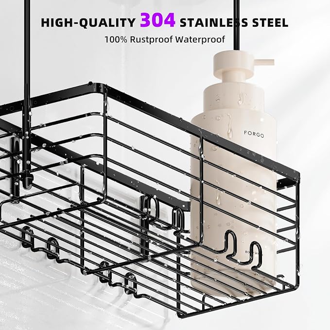 SHANSHUI Shower Hanging Caddy, Bathroom Shower Organizer Basket, Shampoo - Image 4