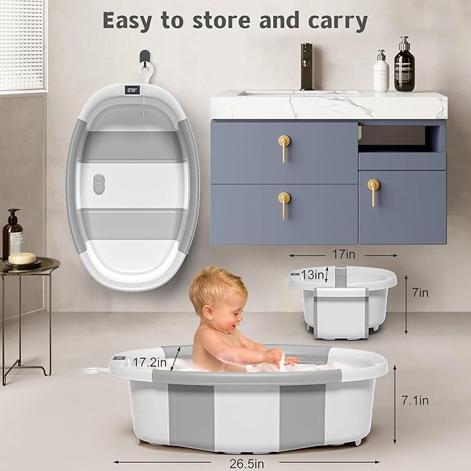 Collapsible Baby Bathtub for Newborn to Toddler 0-36 Months, Spacious Foldable - Image 3