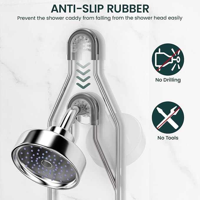 Shower Caddy Hanging Adjustable Shower Caddy, Rustproof Shower Organizer - Image 4