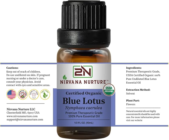 Blue Lotus Essential Oil USDA Certified Organic, 100% Pure Natural Premium Grade - Image 8