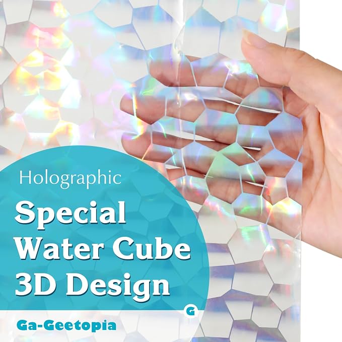 Ga-Geetopia Holographic Extra Long 3D EVA Shower Curtain Liner Water Cube - Image 8