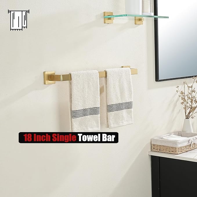 JQK Gold Towel Bar, Rounded Edges 20.41 Inch Towel Rack, 304 Stainless Steel - Image 7