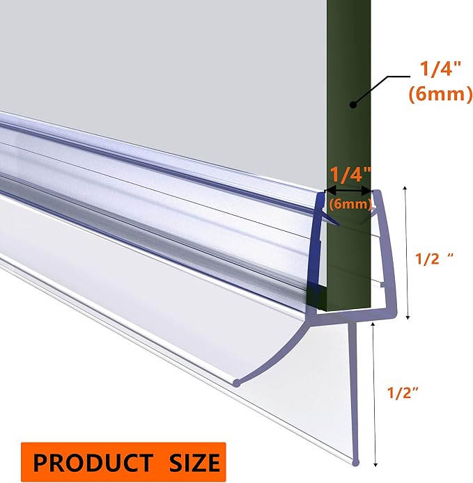 Frameless Shower Door Bottom Seal 2-Pack Think 1/4" Long 36'' Shower Door Sweep - Image 2