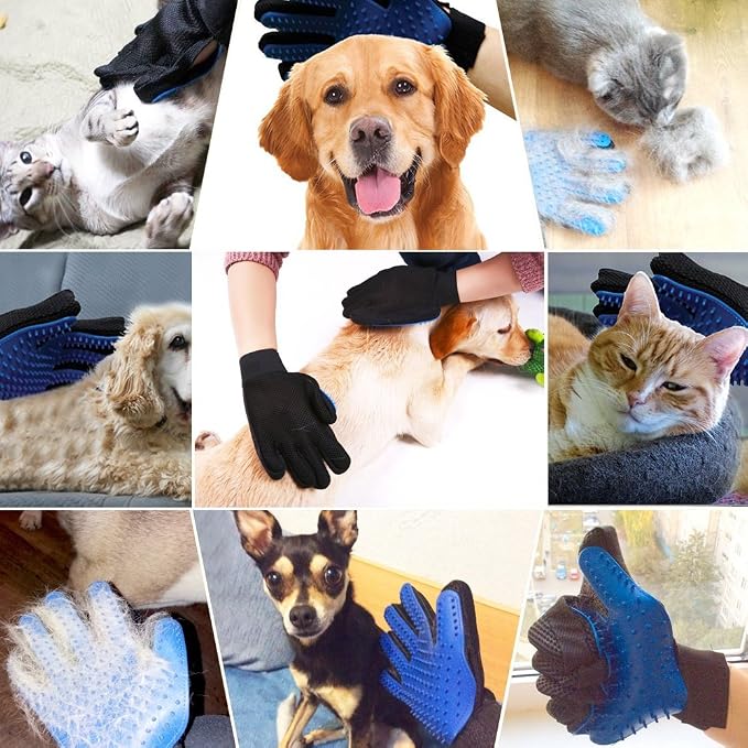 1 Pair Pet Grooming Glove, Gentle Deshedding Brush Glove Hair Remover Brush - Image 7
