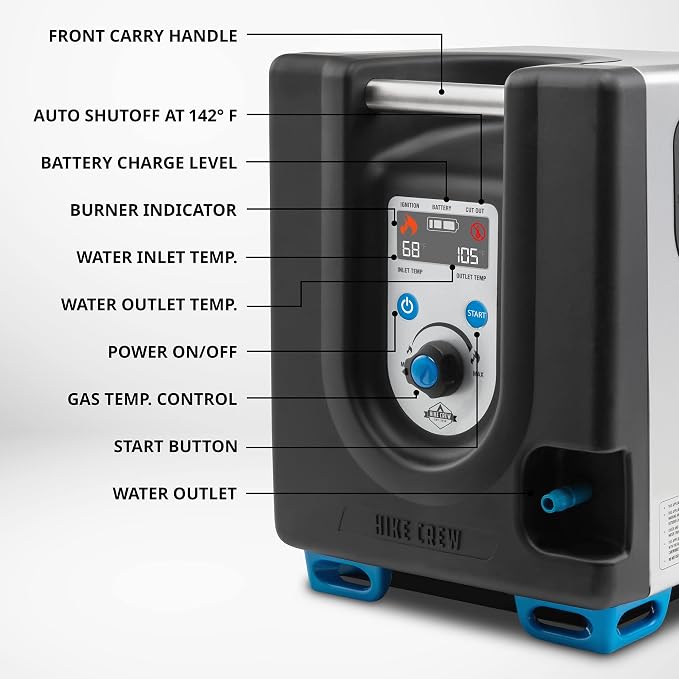 Hike Crew Portable Propane Water Heater & Shower Pump w/Built-in Battery | - Image 5