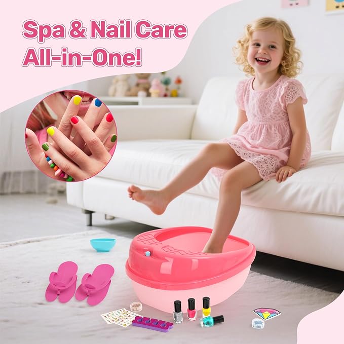 Kids Foot Spa & Nail Art Kit for Kids 4-12 – All-in-1 Foot Spa Set - Image 4