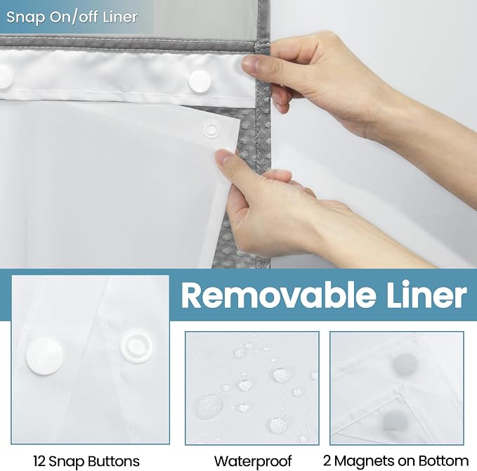 Grey Shower Curtain and Liner Set - Image 5