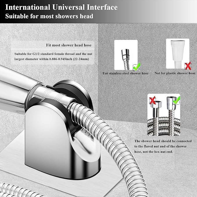 Shower Head Holder Strong Adhesive Adjustable Handheld Shower Wand Holder No - Image 4