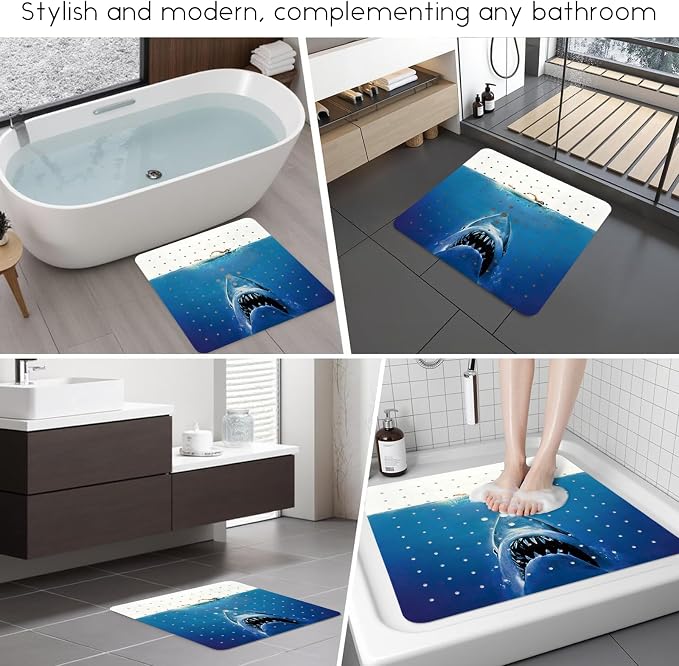Bathtub Mat Non Slip, Shark Square Bath tub Mat Shower Floor Mat - Image 6