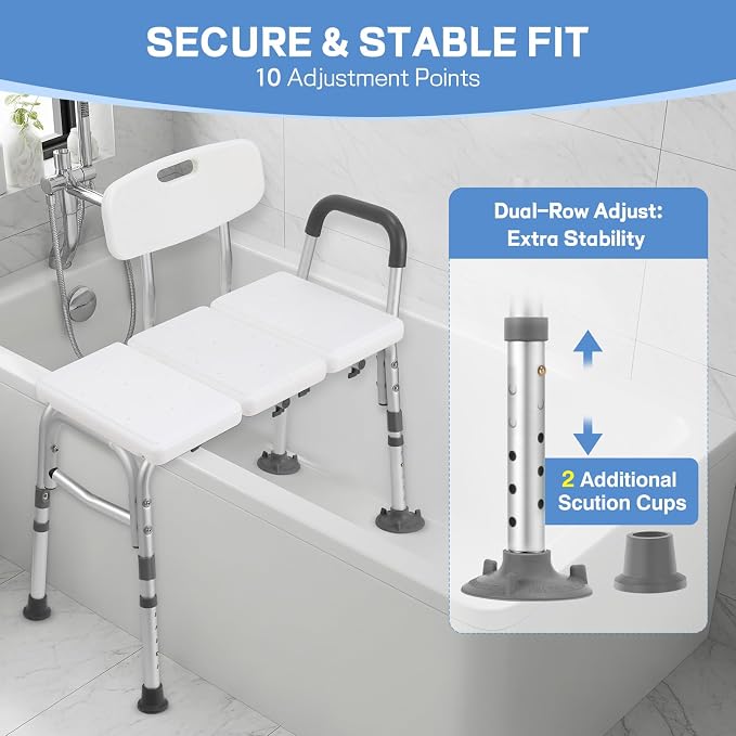 TABEKE Tub Transfer Bench for Bathtub, Tool Free Assembly Shower Chair - Image 4