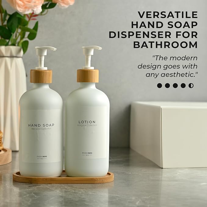 MaisoNovo Glass Soap Dispenser Bathroom Set | Hand Soap and Dish Soap Dispenser - Image 3