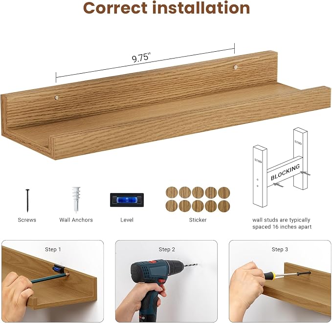 Heimlove Floating Shelves Set of 6, Display Shelf Organizer - Image 8