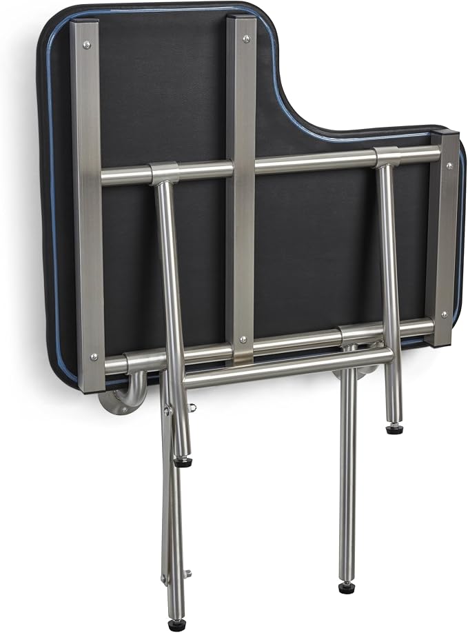 32" x 22.5" Black Padded Wall Mount Folding Right-Handed Transfer Bench Shower - Image 8