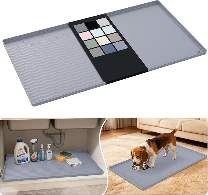 URMONA Waterproof Silicone Under Sink Mat 34'' x 19'' Shelf Liner by URMONA