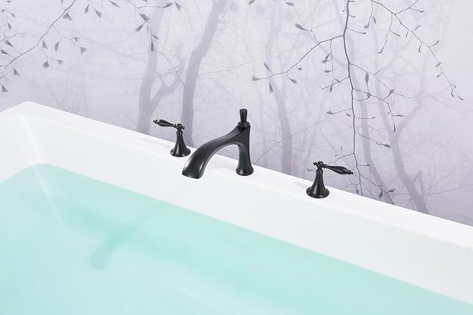 SITGES Antique-Inspired Brass Bathtub Faucet, 2-Handle Medium Arc Roman Tub - Image 4
