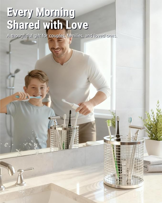 Toothbrush Holder Stand for Bathroom, 304 Stainless Steel Ventilated Organizer - Image 7