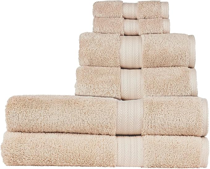 Christy Renaissance 6 Piece Beige Towel Set | 100% Egyptian Cotton | Luxury by Christy
