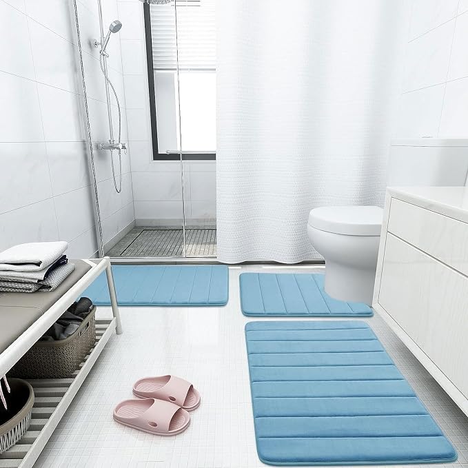 Buganda Memory Foam Bath Mat, Ultra Soft and Non-Slip Bathroom Rugs, Water - Image 2