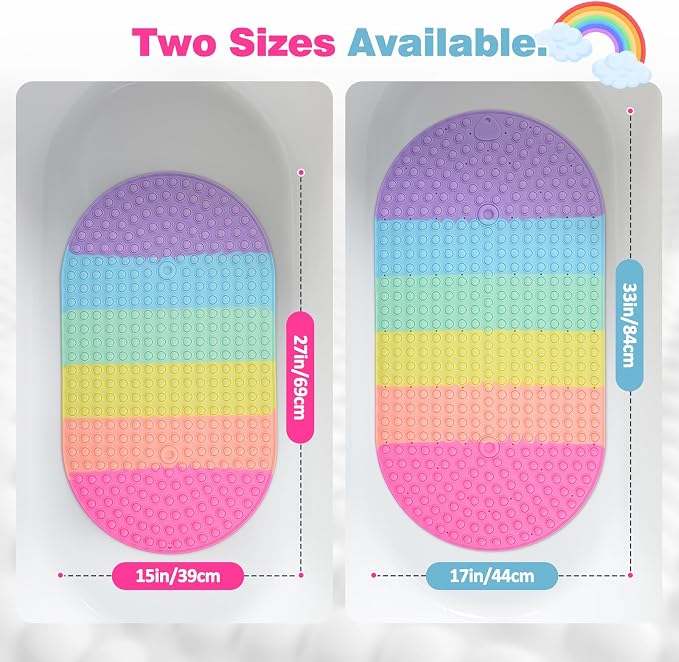 Push Pop Bubble Bath Mat for Kids, Rainbow Large Non-Slip Silicone Tub Mat - Image 6