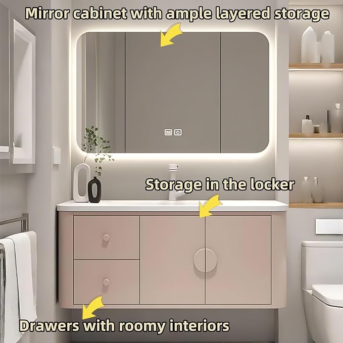 40IN Pink Modern Bathroom Vanity - Image 7