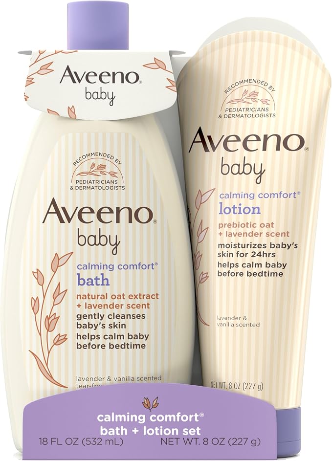Aveeno Baby Calming Comfort Bath & Body Lotion Set, Nighttime Baby Skin Care by AveenoBaby