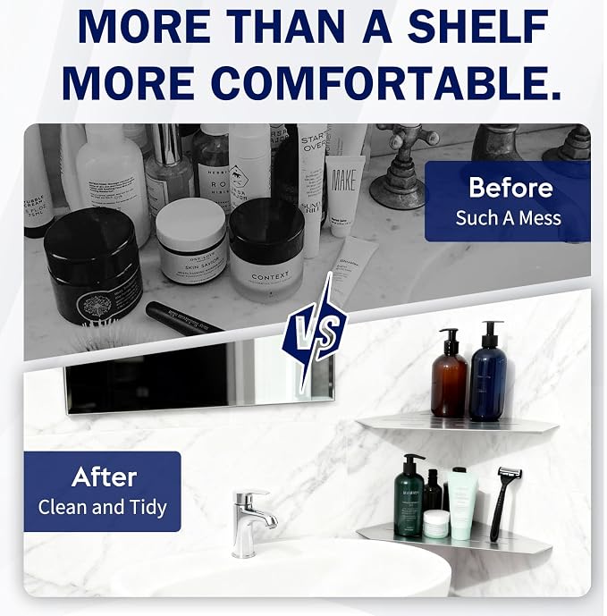 10" Corner Shower Shelf 2 Pcs Brushed 304 Stainless Steel Diamond Heavy Duty - Image 7