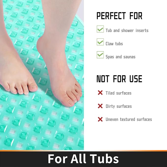 Yimobra Non Slip Bath Mat, Super Strong Suction Cups, 34.5"x15.5"Long Tub Mat - Image 4