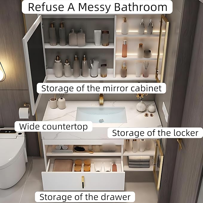 64IN Bathroom Cabinet with Single Sinks - Image 4