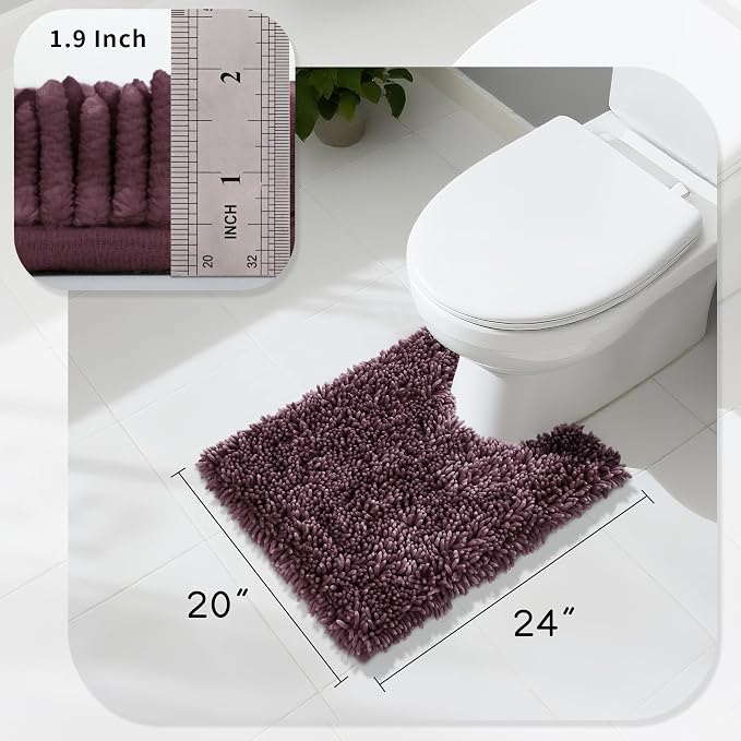 Yimobra Toilet Rugs U Shaped Washable, Extra Thick Soft Absorbent Chenille - Image 2