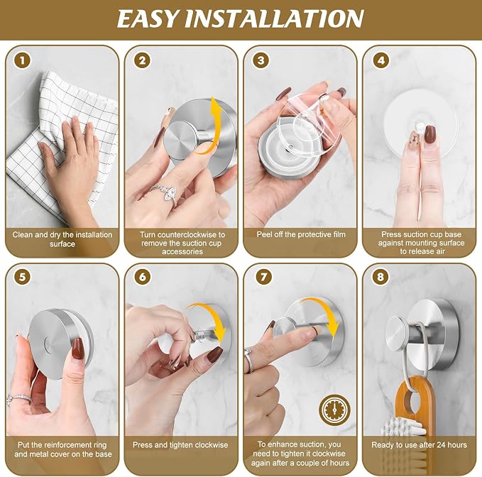 BKV Suction Cup Hooks for Glass Window, Removable Shower Hooks for Inside Shower - Image 5