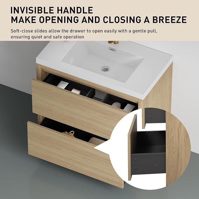 36 Inch Bathroom Vanity with Sink, Single Sink Bathroom Vanity, Freestanding - Image 2