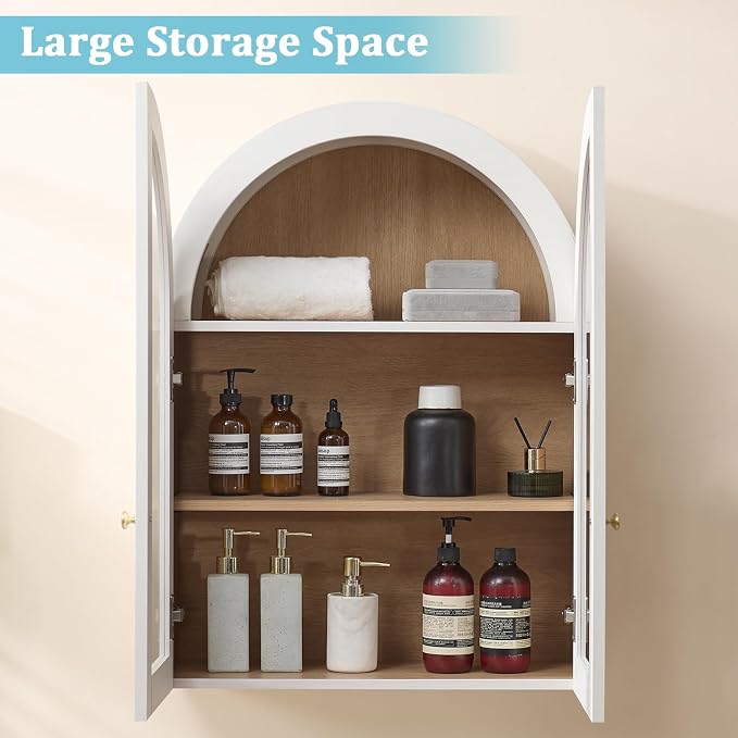 Bathroom Arched Wall Cabinet, 23.5'' Wide Medicine Cabinet, Bathroom Cabinet - Image 3
