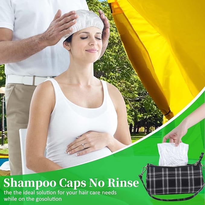 Shampoo Caps No Rinse Waterless Hair Washing Shower Caps 6 Packs - Image 4