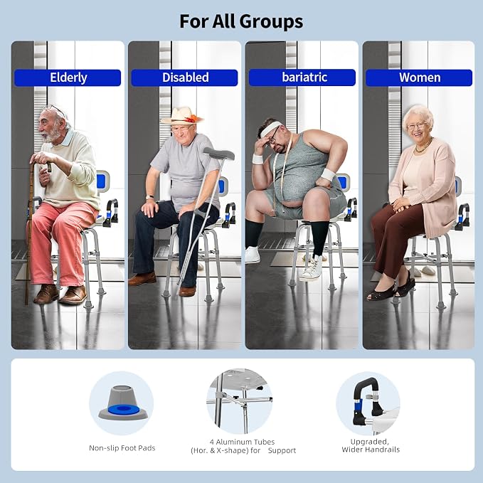 Swive Shower Chair with Arms and Back Heavy Duty 500 lbs - Image 6