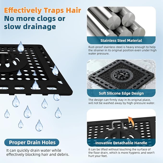 Hibbent 2 Pack Shower Drain Hair Catcher, Shower Drain Cover - Image 2
