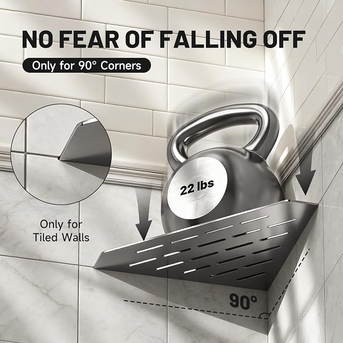 Corner Shower Shelves 10" 2 Pcs, 304 Stainless Steel Shower Corner Shelf Wall - Image 6