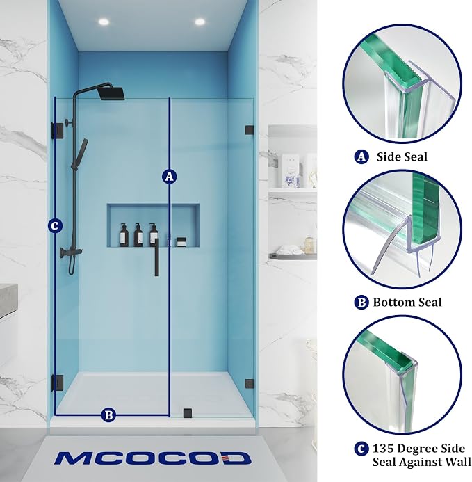 Shower Door Seal Strips – Includes 1 PC 36" Bottom Seal and 2 PCs 80" Side Seals - Image 2