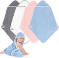 Hooded Towel for Newborn, 4 Pack Soft Coral Fleece Baby Towels, Ultra Absorbent by Unimade