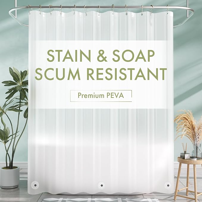 AmazerBath Shower Liner, 72x78 Plastic Frosted Shower Curtain Liner, PEVA Cute by AmazerBath