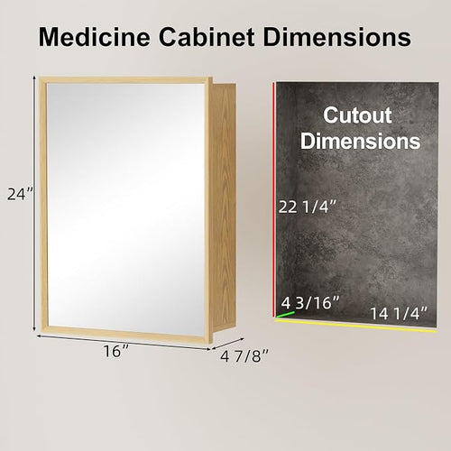 16x24 Inch Wood Medicine Cabinet - Image 2