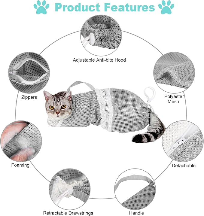 Cat Bag for Bathing 8 PCS Set - Image 2