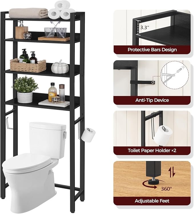 Over The Toilet Storage Rack, 4 Tier Bathroom Organizer Over Toilet, - Image 6