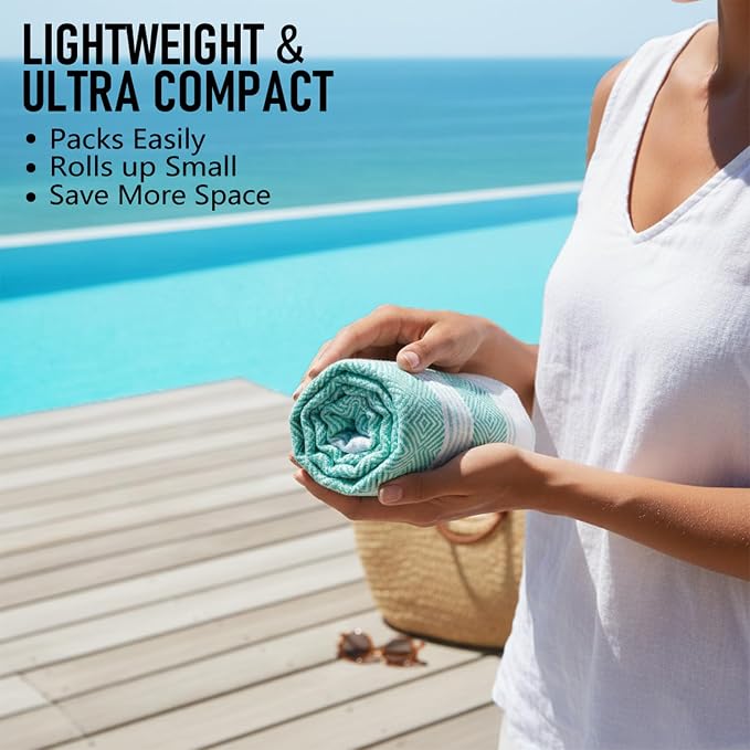 6 Pack Cotton Turkish Beach Towel Lightweight Thin Travel Vacation Essentials - Image 4