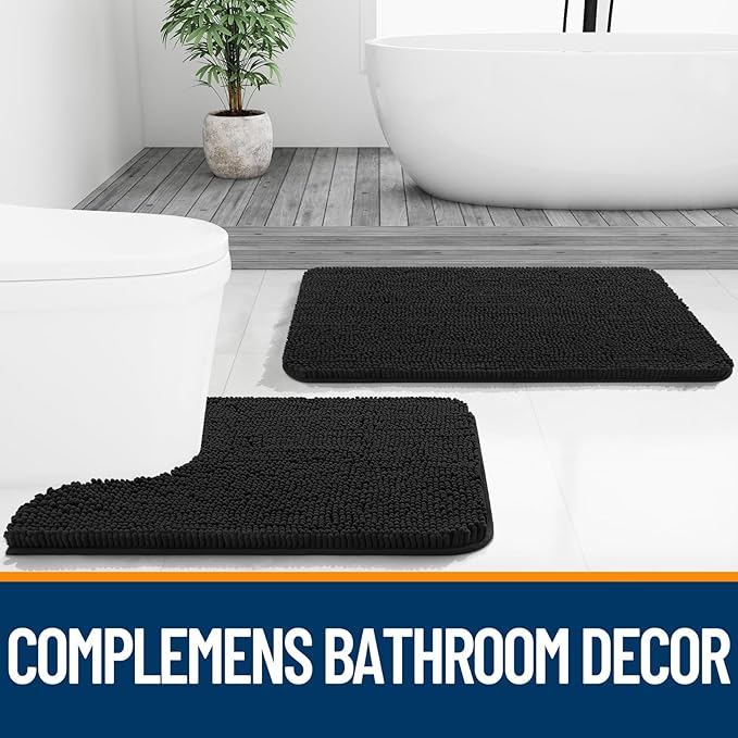 OLANLY Toilet Rugs U-Shaped 24x20, Extra Soft Absorbent Chenille Contour - Image 7